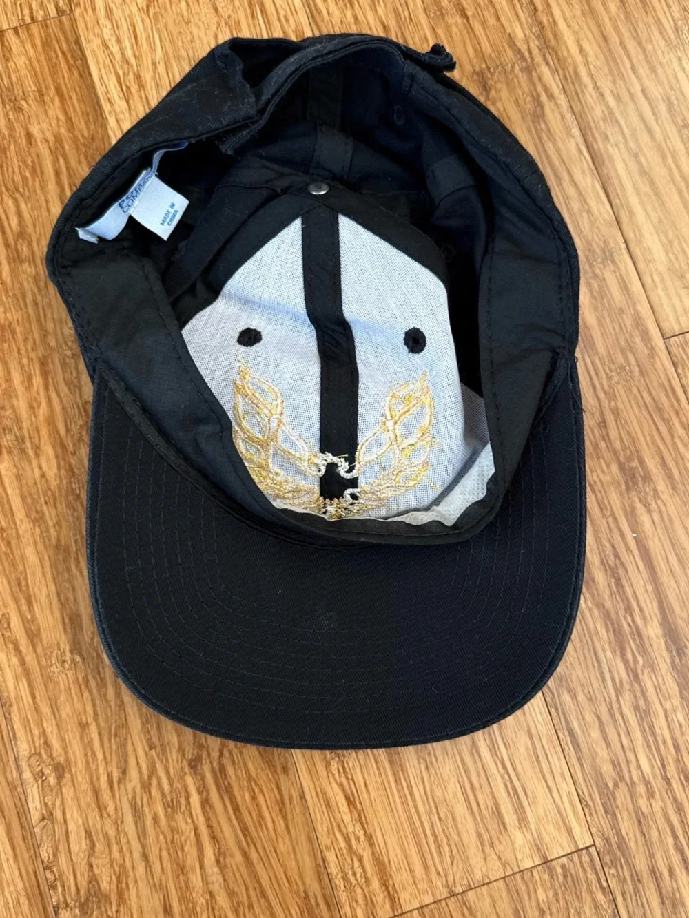 Black Baseball Hat with Gold Embroidered Eagle